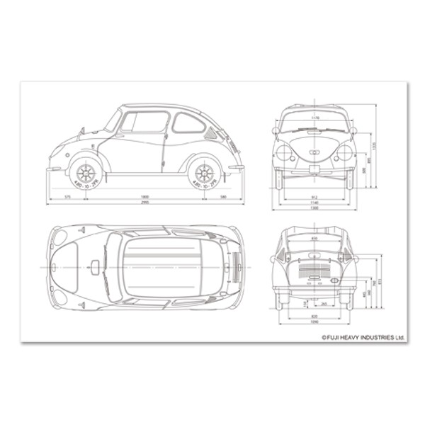 Subaru Почтовая открытка с контурным рисунком автомобиля SUBARU (Коллекция знаменитых автомобилей ver.1) FHSI15074000 - Фото 2