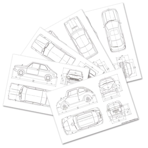 Subaru Почтовая открытка с контурным рисунком автомобиля SUBARU (Коллекция знаменитых автомобилей ver.1) FHSI15074000 - Фото 1