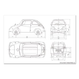 Subaru Почтовая открытка с контурным рисунком автомобиля SUBARU (Коллекция знаменитых автомобилей ver.1) FHSI15074000